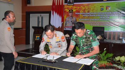 Wujudkan Soliditas TNI–Polri, Kodam XXIII/Palaka Wira dan Polda Sulteng Teken Perjanjian Kerja Sama
