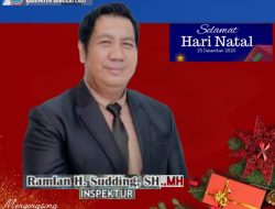 Inspektur Inspektorat, Kab. Banggai Laut, RAMLAN H. SUDDING, S.H.,M.H. Mengucapkan: Selamat Hari Natal 25 Desember 2025 & Menyambut Tahun Baru 2026.