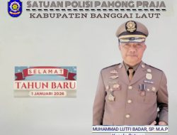 Kepala Satuan Polisi Pamong Praja (SatPol-PP), Kab. Banggai Laut, MUHAMMAD LUTFI BADAR, S.P., M.A.P. Mengucapkan: Selamat TAHUN BARU 2026.