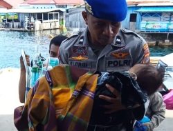 Sigap,!! Satpolairud Polres Bangkep, Bantu Evakuasi Pasien Anak di Pelabuhan Rakyat Salakan