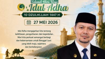Keluarga Besar DINAS KESEHATAN, PENGENDALIAN PENDUDUK & KELUARGA BERENCANA (DINKES PP & KB) Kab. Banggai Laut Mengucapkan: Selamat Hari Raya “IDUL ADHA” 27 Mei 2026, Mohon Maaf Lahir & Batin.