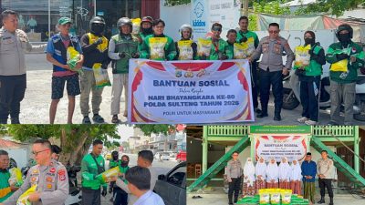 Momentum Hari Bhayangkara ke-80, Ditbinmas Polda Sulteng Bagikan Beras & Sembako kepada Masyarakat